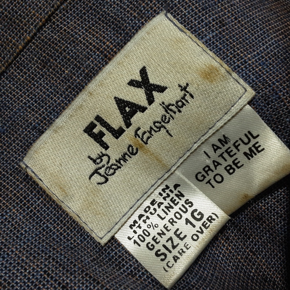 Flax Women's Purple/Teal Linen Blend Button-Up Artist Jacket - Picture 5 of 6